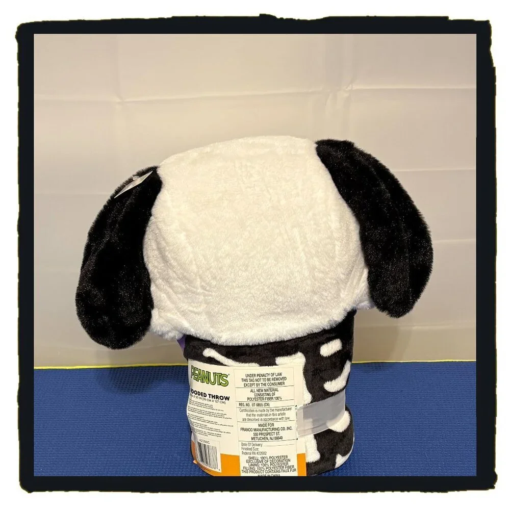 Licensed Peanuts Skeleton Snoopy Hooded Throw Blanket, & Trick or Treat Bag